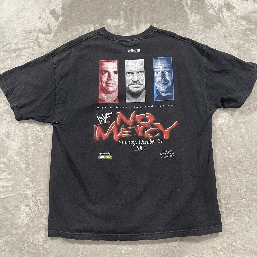 Vintage WWF No Mercy 2001 Shirt Mens 2XL Crew Wrestling Steve Austin Kurt Angle